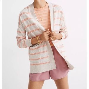 Madewell Striped Cardigan in Cream and Orange